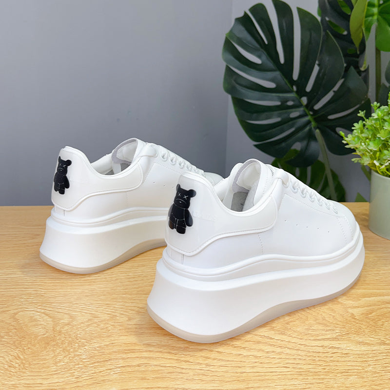 Women's Mcqueen White Autumn Platform Height Increasing Korean Sneakers
