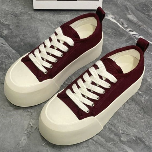 Beautiful Women's Summer Thick-soled Increased White Canvas Shoes