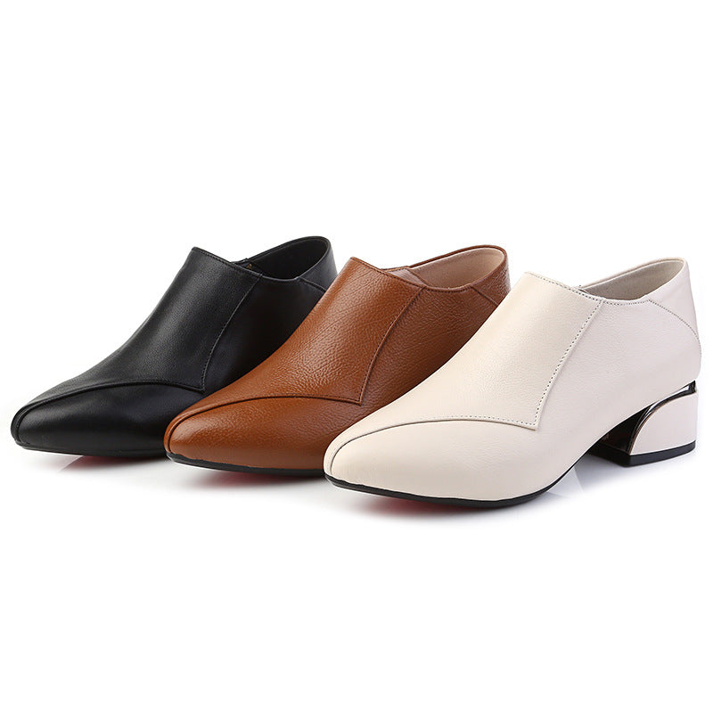 Women's Genuine Pumps Autumn Chunky Mid Plus Casual Shoes