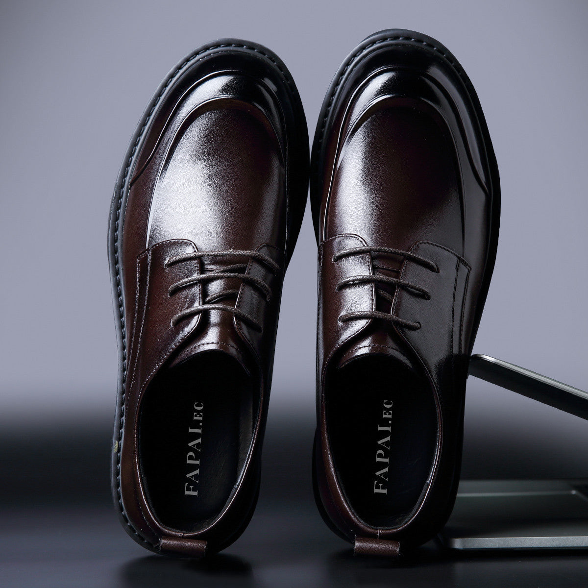 Men's Big Head Retro Lace Up Derby Leather Shoes