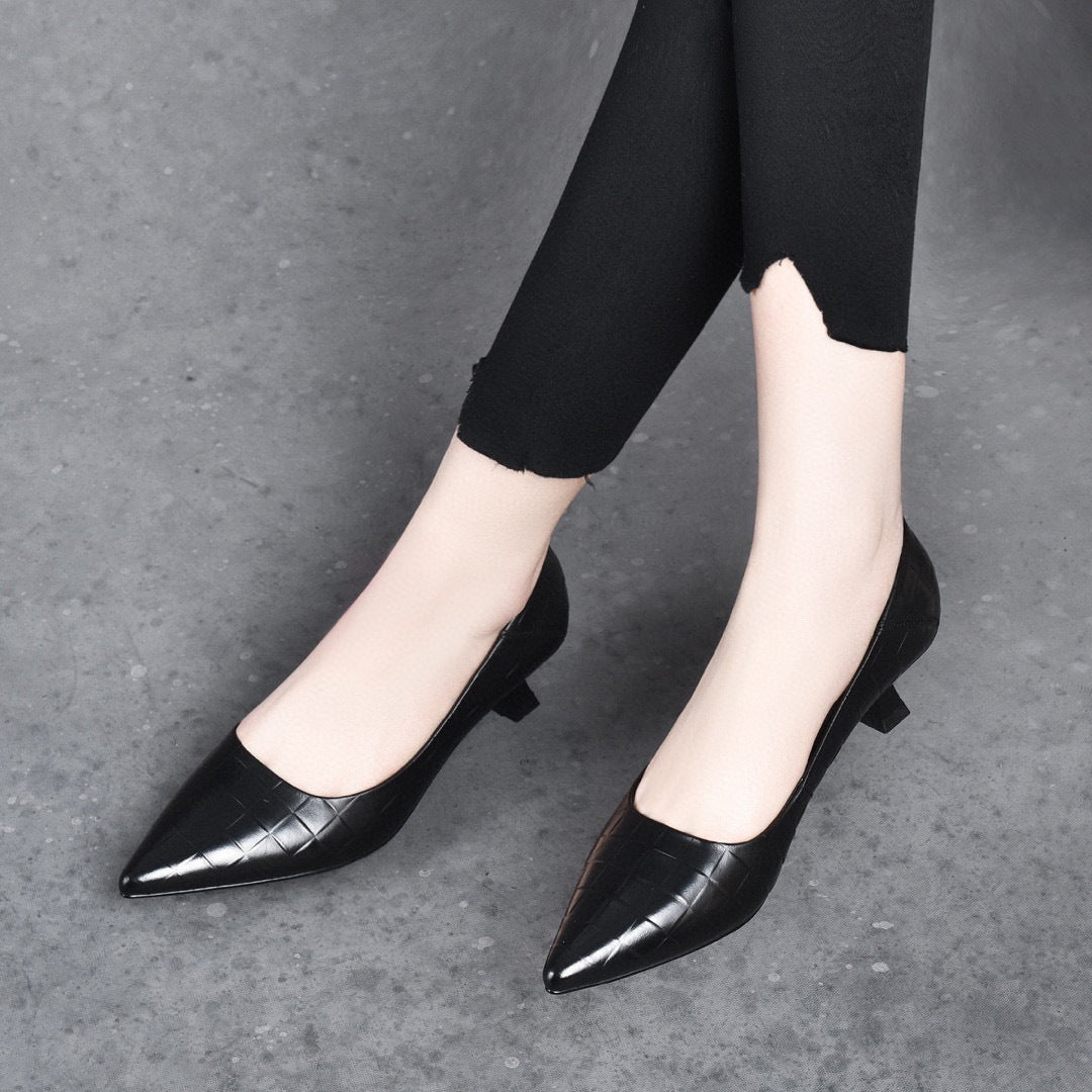 Women's High First Layer Cowhide Simple Shallow Women's Shoes