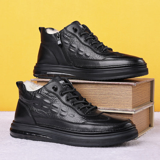 Men's Winter Genuine Wool Sports Soft Bottom Fleece-lined Men's Shoes