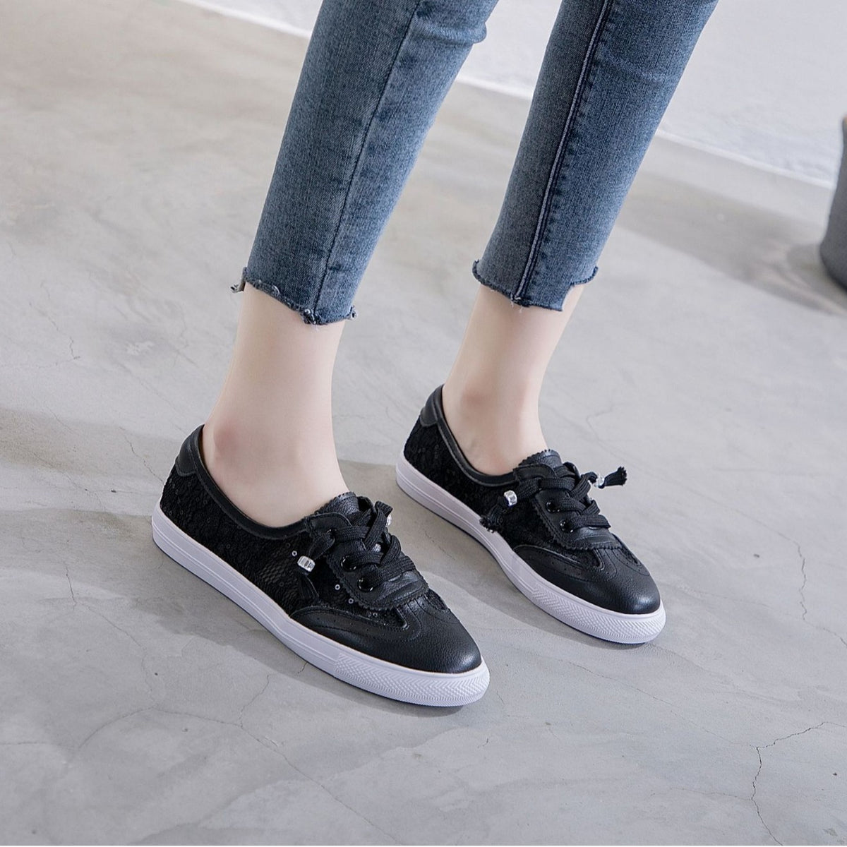 Women's White Authentic Hollow Out Korean Style Women's Casual Shoes