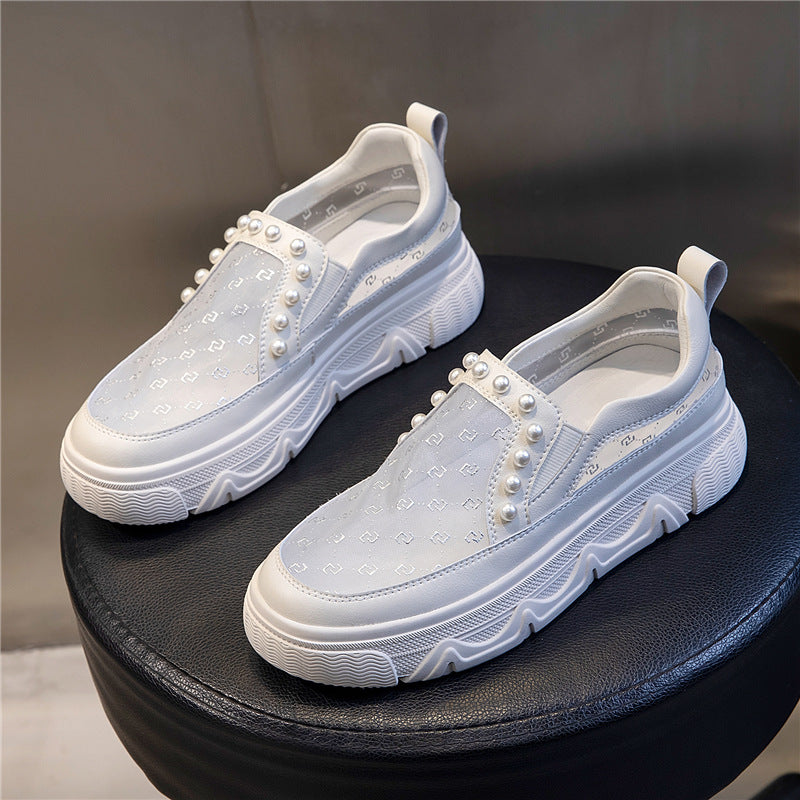 Women's White Genuine Summer Transparent Mesh Sports Casual Shoes
