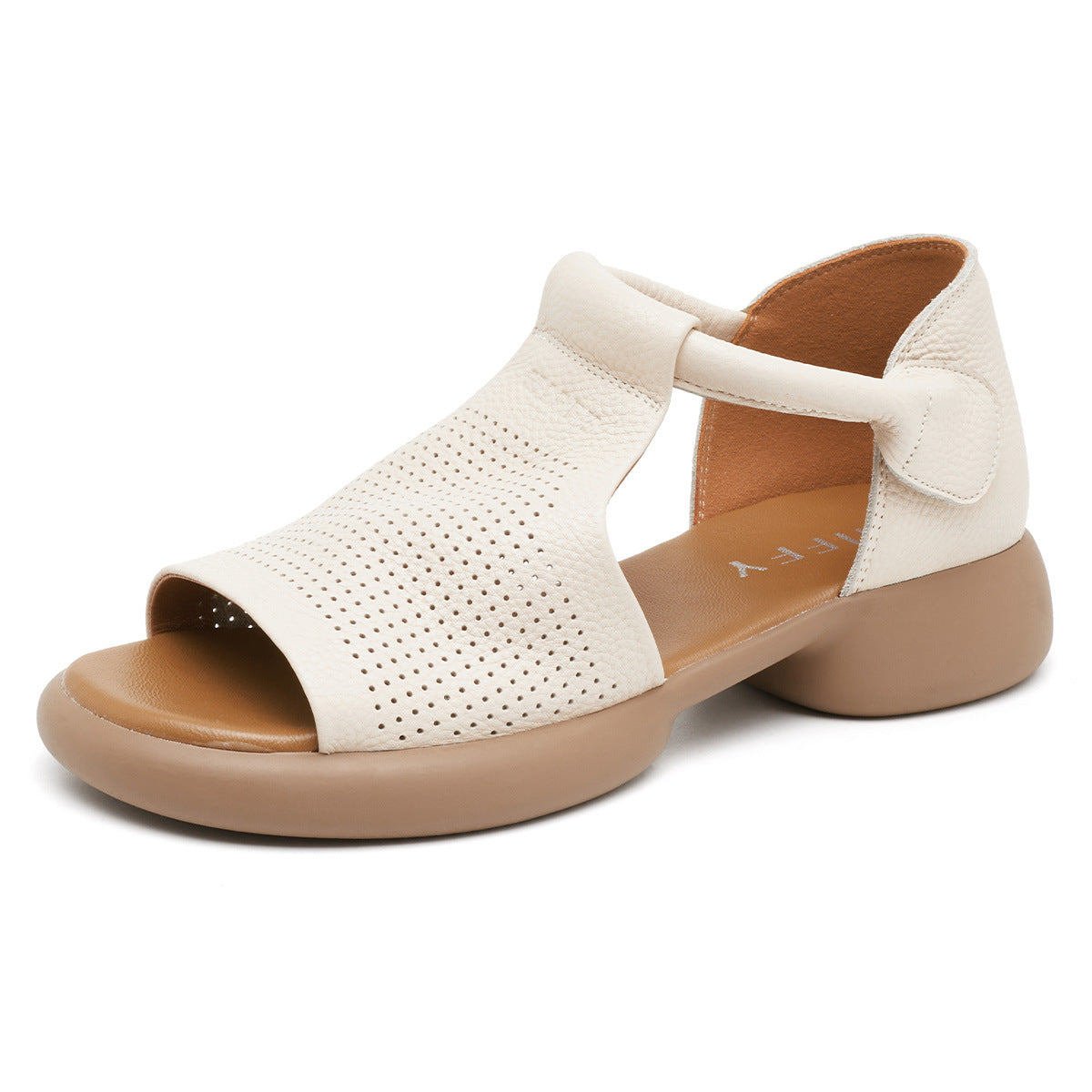 Women's First Layer Cowhide Summer Side Empty Sandals