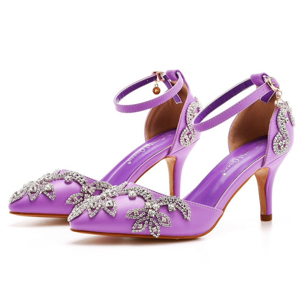 Plus Size Stiletto Pointed Toe Rhinestone High Heels
