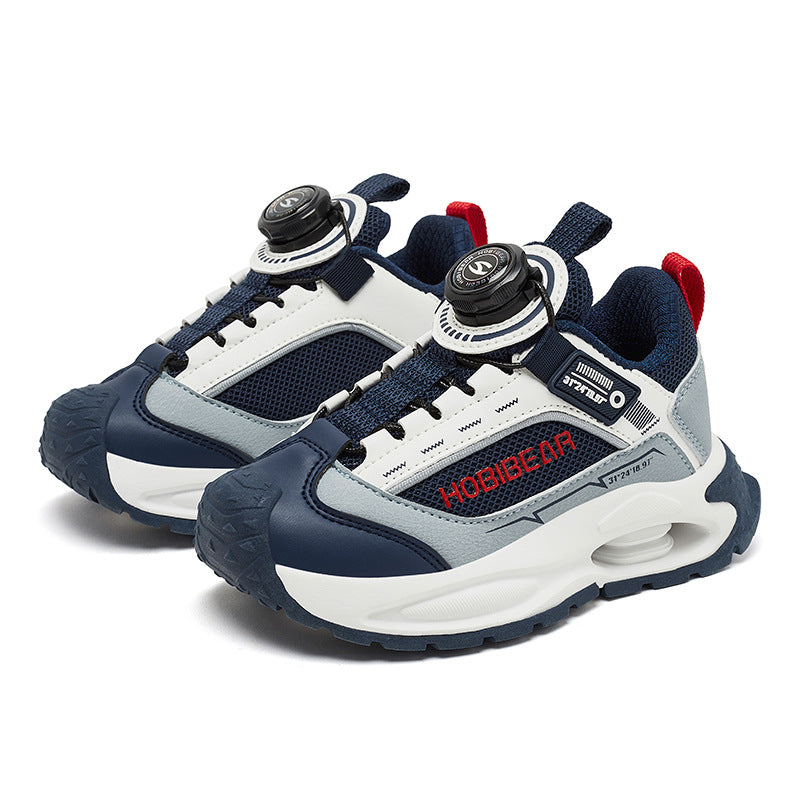 Double Mesh Rotating Buckle Breathable Campus Kid's Sneakers