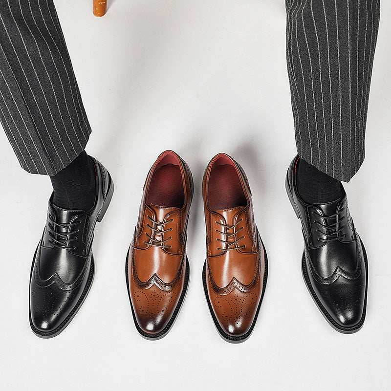 Men's Increasing Insole British Style Brogue Business Leather Shoes