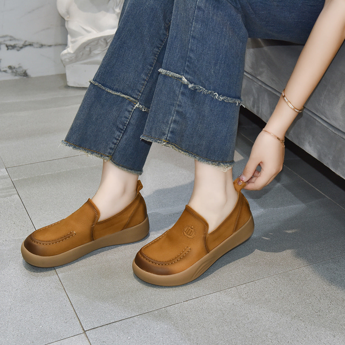 Women's Round Toe Comfortable Slip-on Flat Matte Loafers