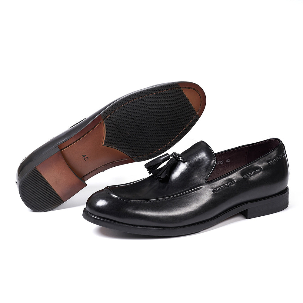 Men's Tassel Genuine Pointed Slip-on Business Dress Men's Shoes