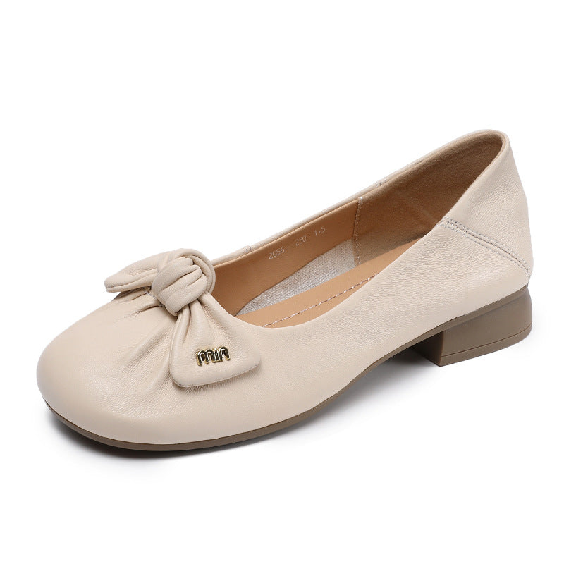 Women's Small Single-layer French Foldable Ballet Bow Casual Shoes