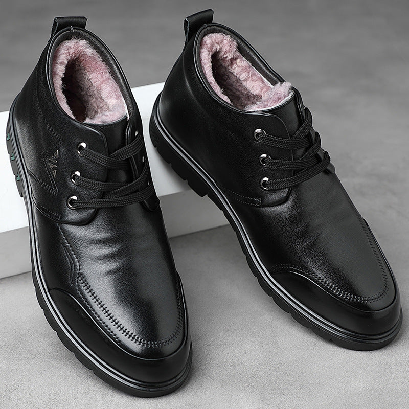 Men's Winter First Layer Cowhide Cotton Thickened Real Men's Shoes