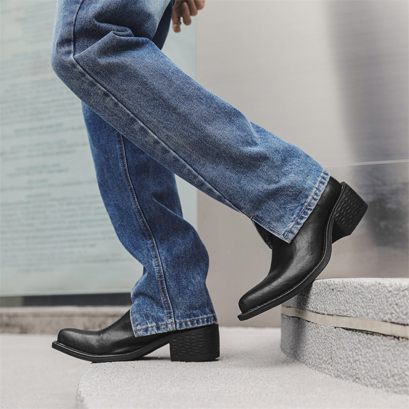 Men's Pointed Toe Raise The Bottom Chelsea Boots