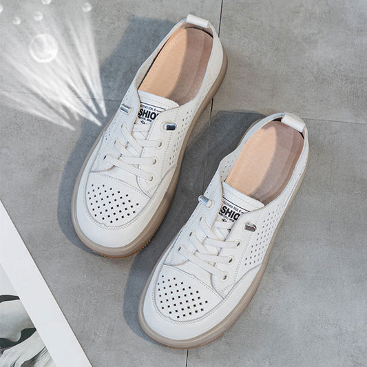 Women's First Layer Cowhide Easy Wear Slip-on Leather Shoes