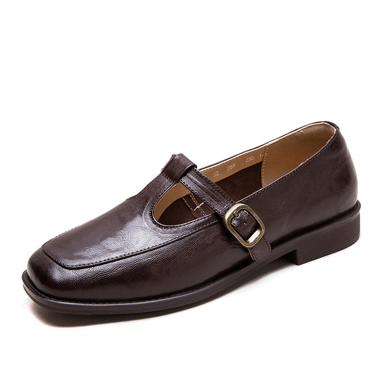 Women's Shu Autumn Buckle Flat Bottom Comfort Loafers