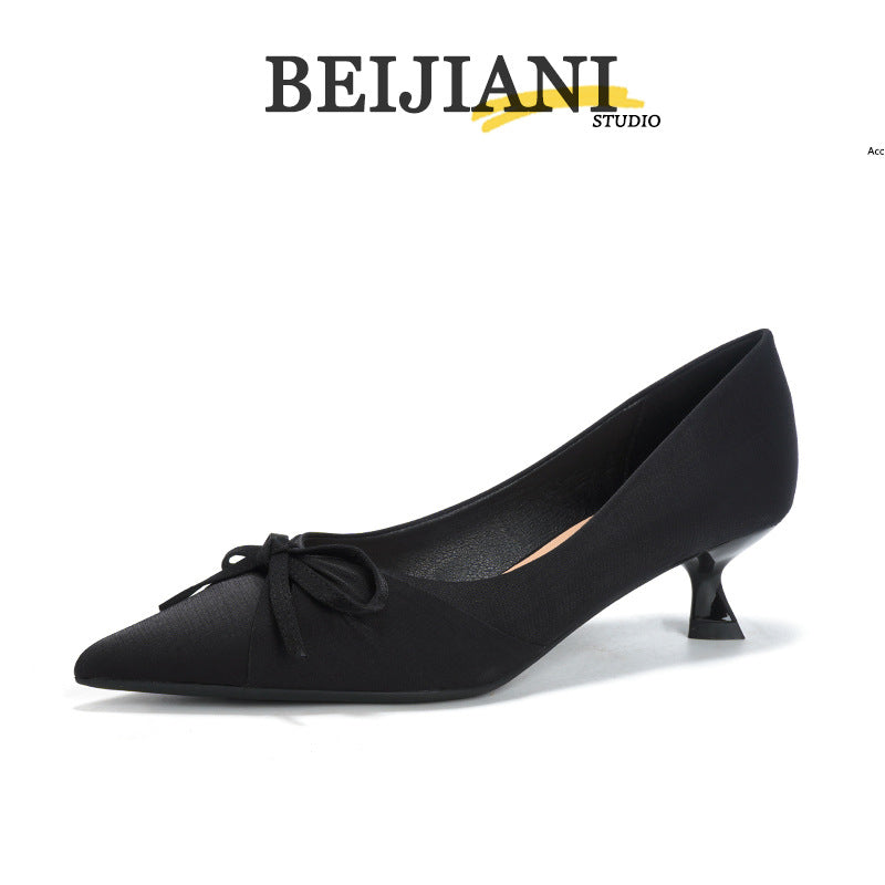 Women's Silk Bow High Mid Wedding Bridesmaid Bridal Women's Fashion Shoes