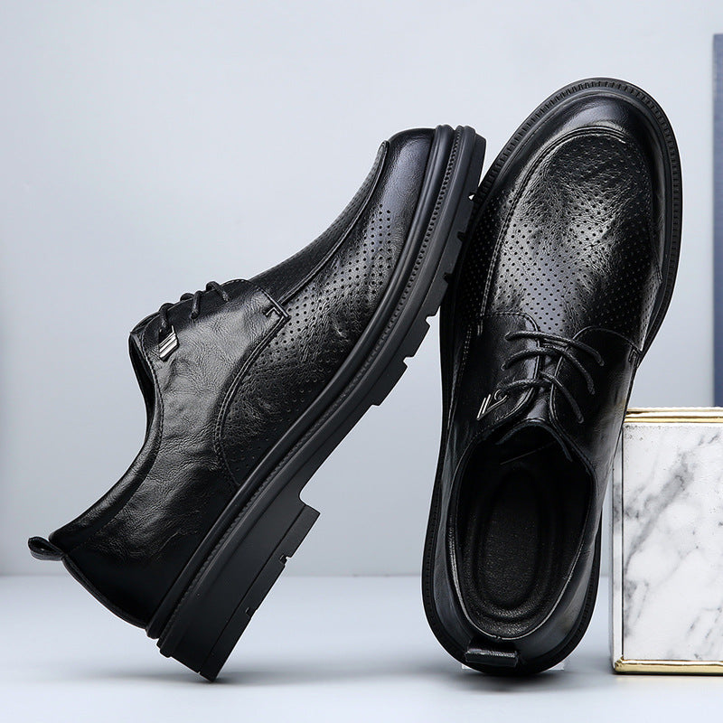 Men's Bottom Formal Wear Authentic Hollow Out Breathable Groom Leather Shoes