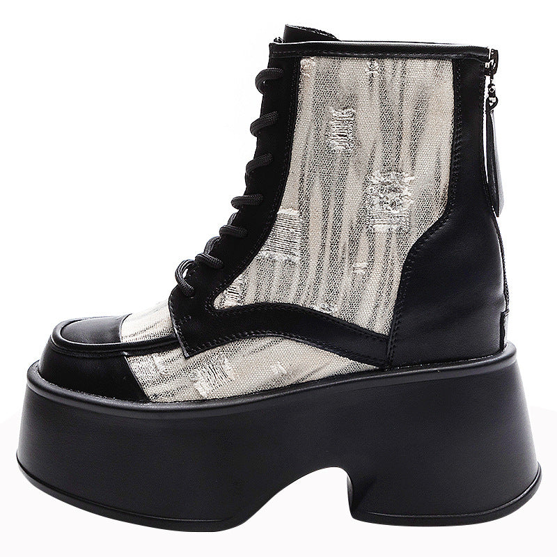 Women's Personality Platform Martin Niche Design Distressed Boots