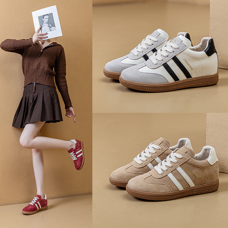 Women's Height Increasing Insole Genuine German Training Color Matching Wedge Casual Shoes