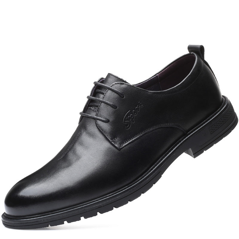 Men's Layer Cowhide Business Genuine Formal Pumps Soft Leather Shoes