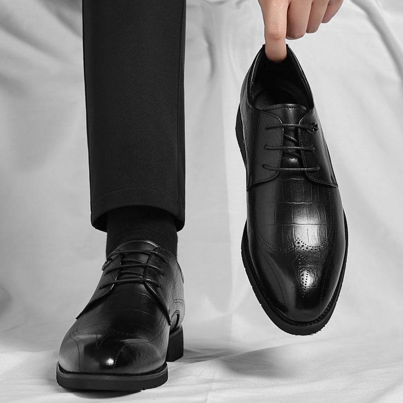 Men's Spring Brogue Trends British Style Pointed Office Men's Shoes