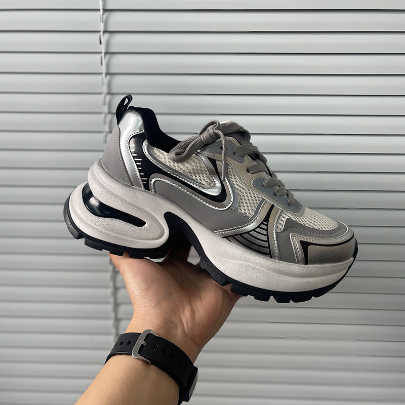 Women's Dad Platform Red Spring Elevator Wild Sneakers