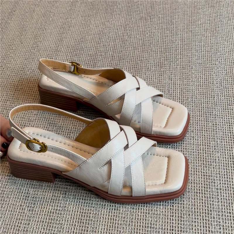 Women's Summer Version Cross Artistic Retro Soft Heels