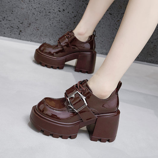 Women's Spring Chunky British Style Height Increasing Loafers