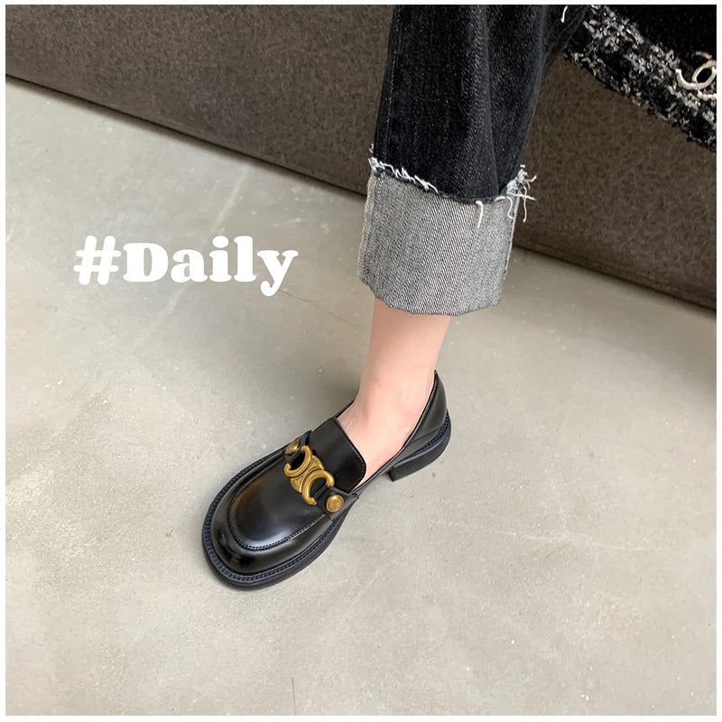 Women's Genuine Thick With British Style One Loafers