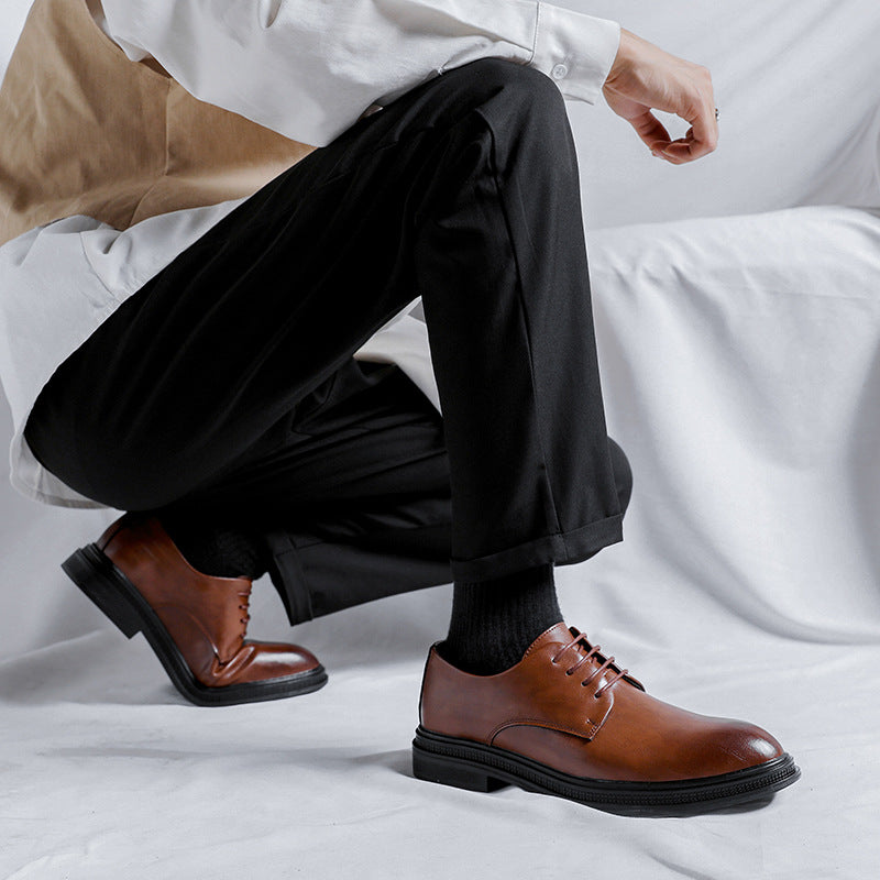 Men's Business Suit Inner Height Increasing Black Leather Shoes