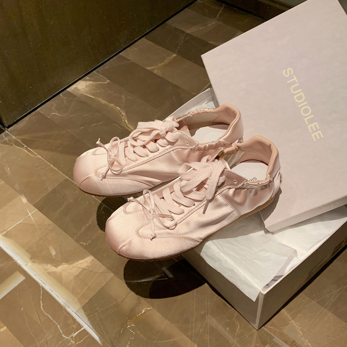 Ballet Style Sweet Round Head Satin Sports Board Women's Casual Shoes