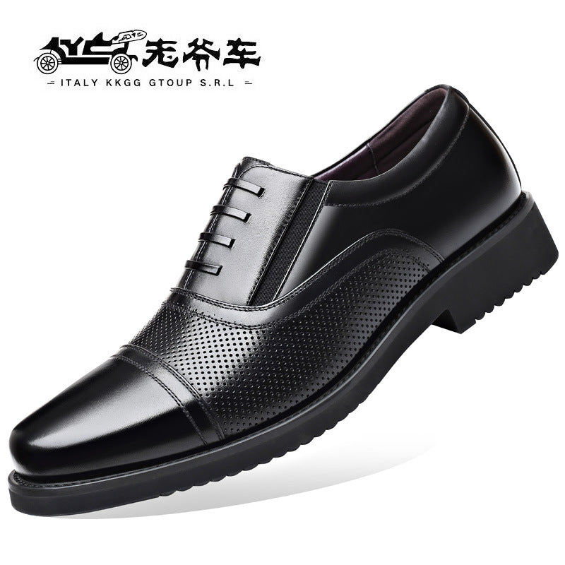 Men's Car Formal Breathable Height Increasing Leisure Three Joint Men's Business Leather Shoes