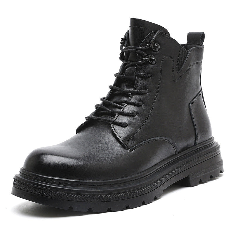 Men's Top Layer Cowhide Martin Fur Warm Boots
