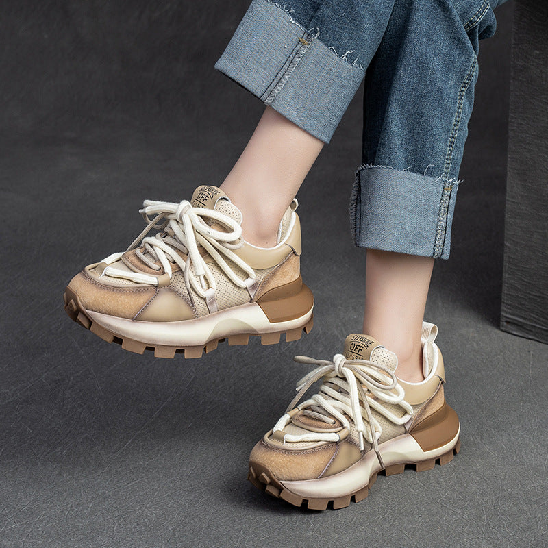 Women's Platform Heightened Daddy Comfortable Top Layer Casual Shoes