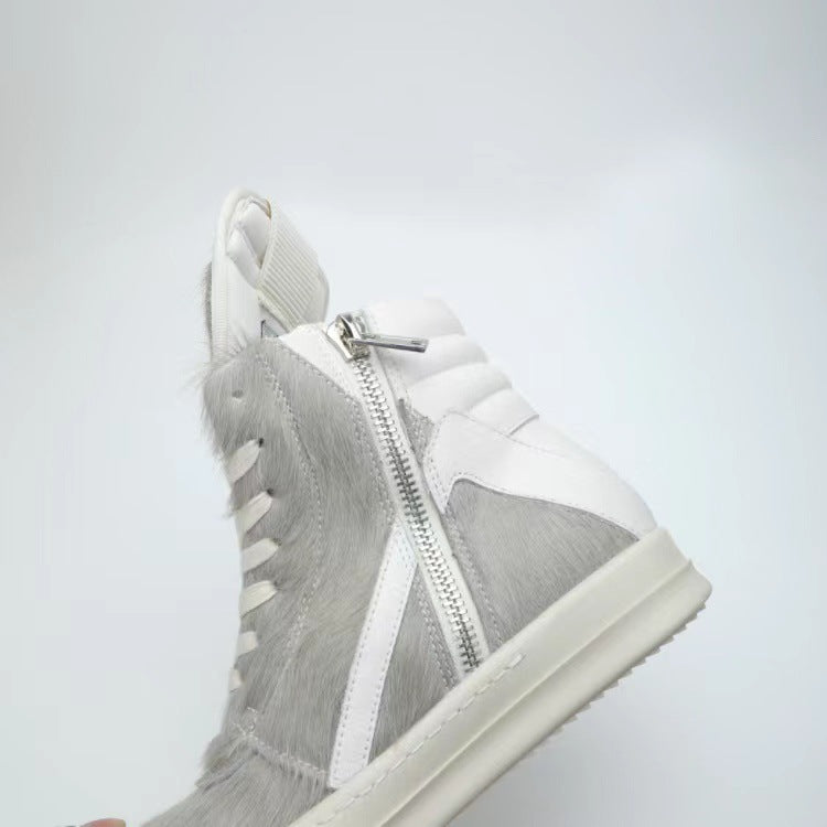 Women's & Men's Gray Color Thick Bottom Couple Triangle Sneakers