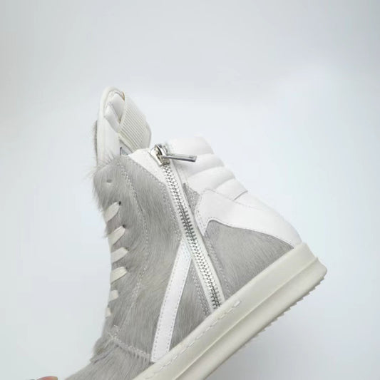 Women's & Men's Gray Color Thick Bottom Couple Triangle Sneakers