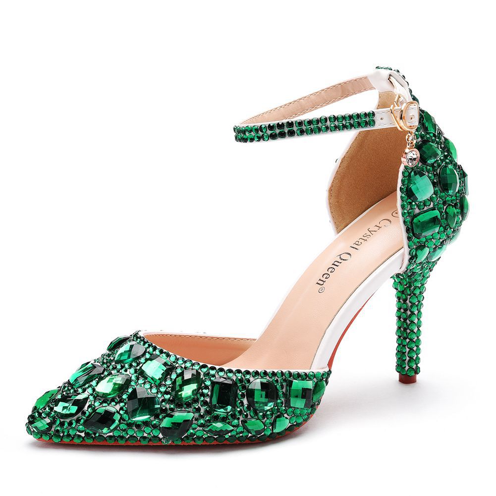 Size Rhinestone Wedding Stiletto Pointed Dinner Sandals