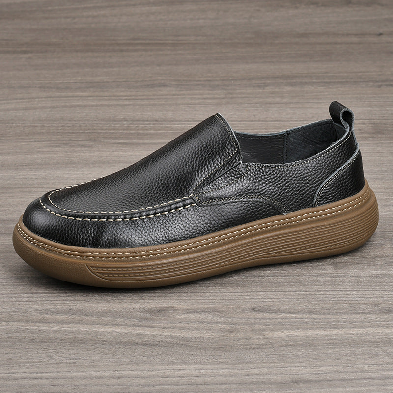 Men's First Layer Cowhide Soft Bottom Surface Breathable Retro Lace Up Men's Casual Leather Shoes