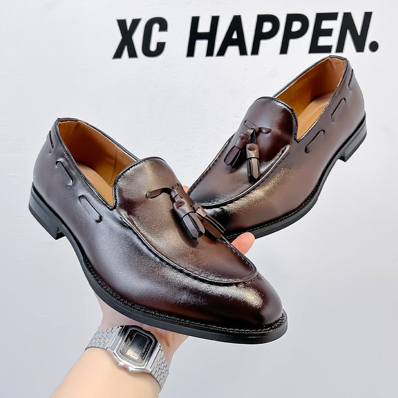 Men's British Tassel One Pedal Business Formal Men's Casual Leather Shoes