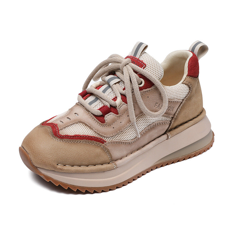 Women's Ethnic Sports Cowhide Retro Daddy Sneakers