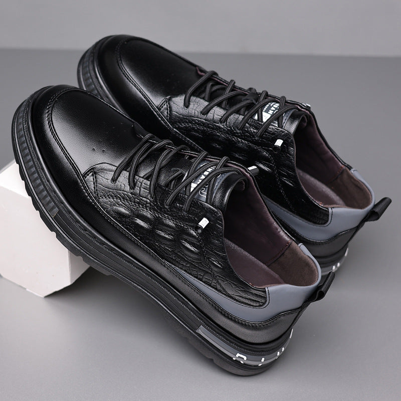 Men's Invisible Inner Height Increasing White Casual Shoes