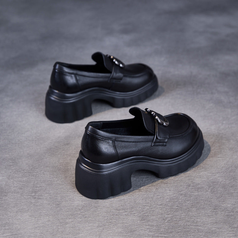 Women's Beautiful Natural Color Spring Genuine Retro Loafers