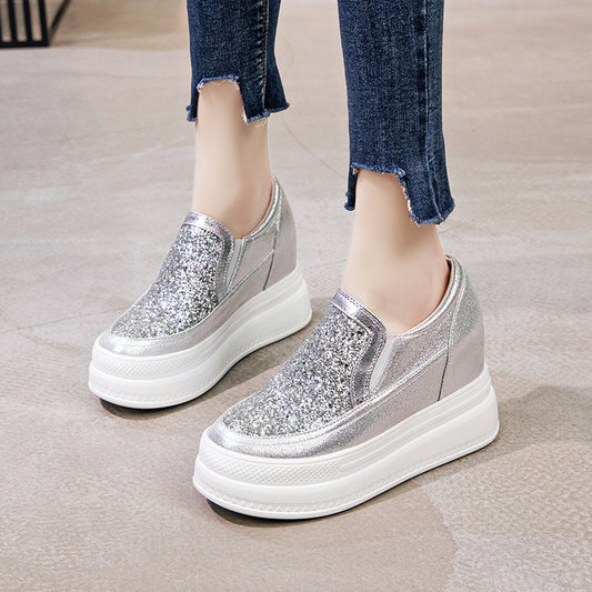 Women's Height Increasing Insole Spring Sequined Wedge Heels