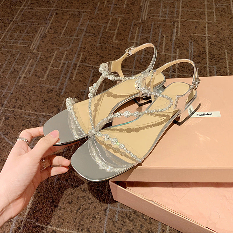 Women's Grape Mom Authentic Square Toe Transparent Heels