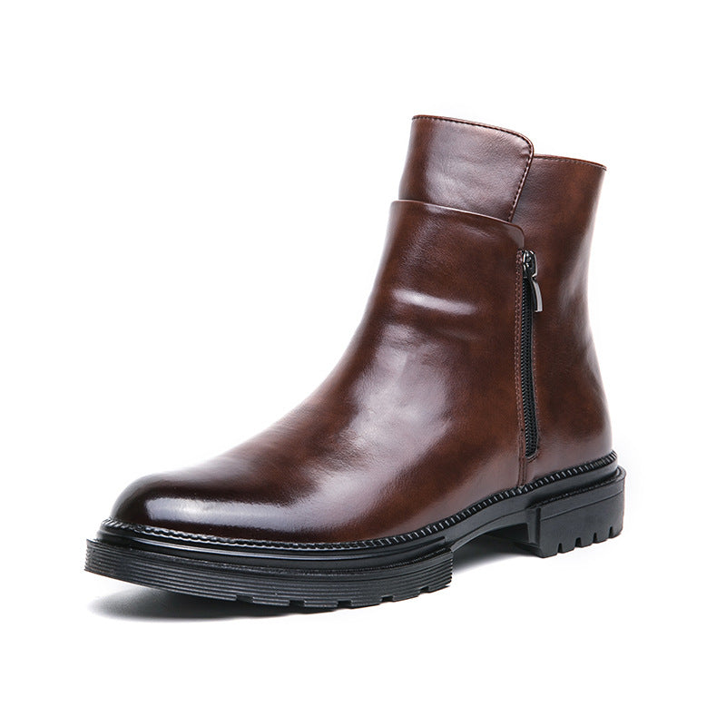 Slouchy Men's Martin British Chelsea Short Leather Shoes