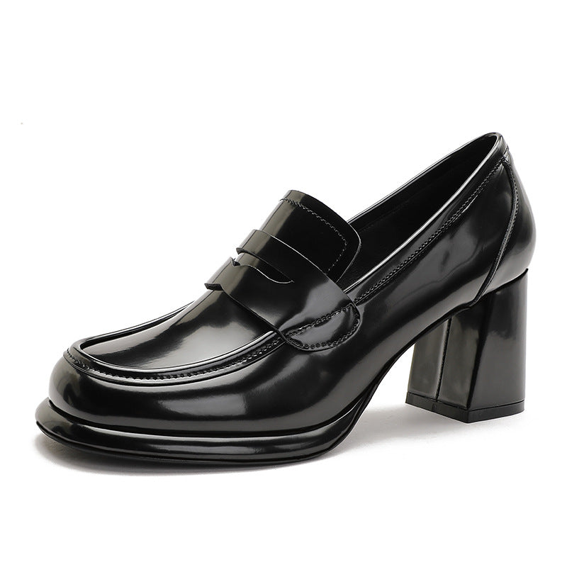 Women's Retro Black Thin Spring Platform High British Women's Fashion Shoes