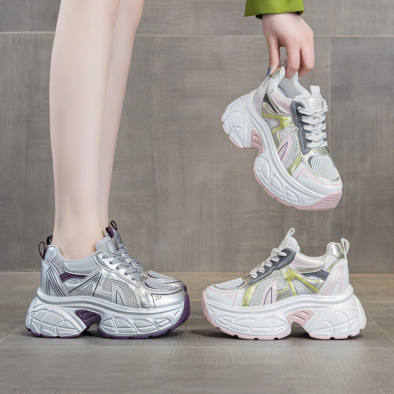 Women's Increasing Insole Platform Dad Fashion White Men's Shoes