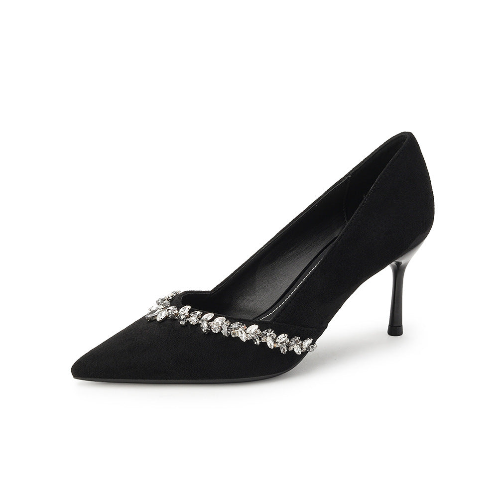 Women's Korean Style Pointed High Winter Rhinestone Women's Fashion Shoes