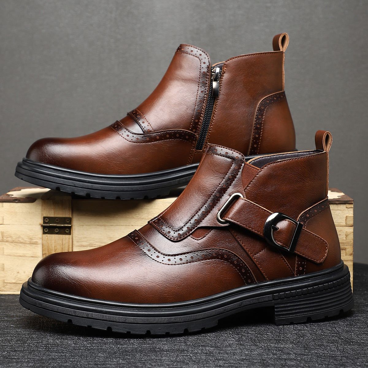Men's British Retro Style Formal Outdoor Trendy Men's Business Leather Shoes