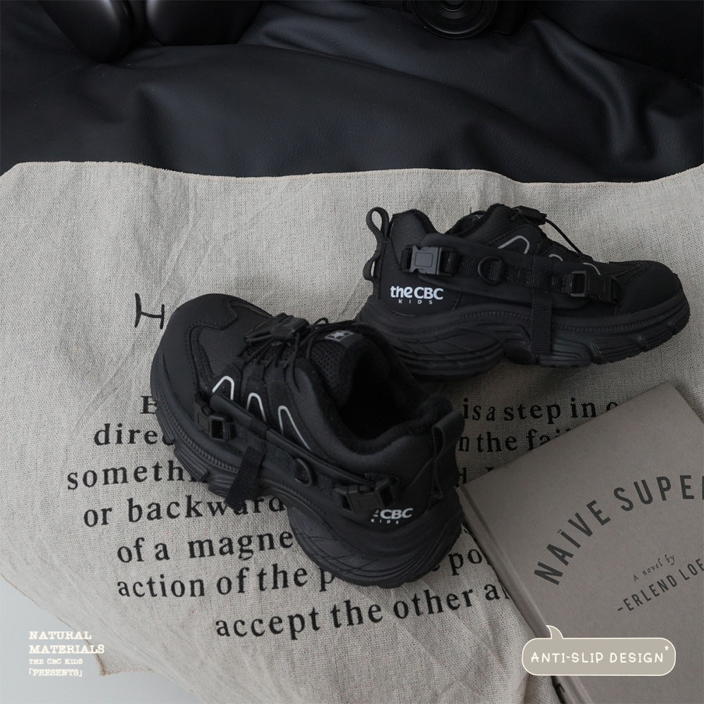 Glamorous Retro Fleece-lined Boys Outdoor Leisure Sneakers